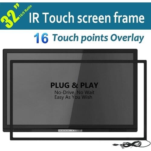 Free Shipping Multi Touch Screen Overlay / IR Multi-touch Frame With 16 Real Touch Points For 32" 16:9 LCD Screen/ Monitor