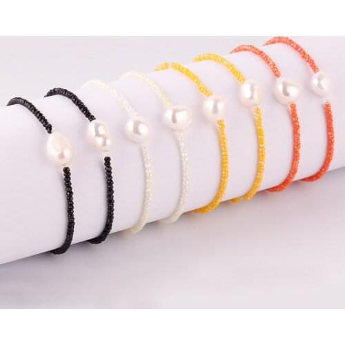 Fashion Elastic Crystal Freshwater Pearl Bracelets for Women Boho Jewelry Stretch Black Women Bracelets for Women Jewelry