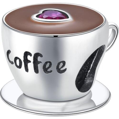 2021 New Trendy 925 Sterling Silver Coffee Cup Dangle Charm Beads fit Original Beads Bracelet Necklace DIY Jewelry For Woman