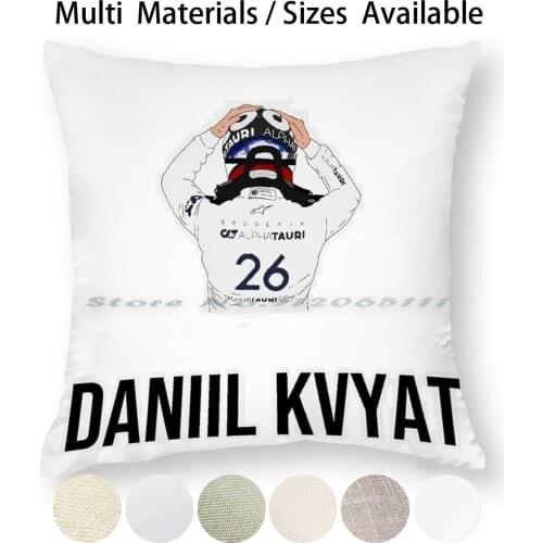 Daniil Kvyat ( White Background ) Pillow Case Throw Pillow Cover Cotton Linen Flax Motorracing Speed Cars Tyres Fast Front Wing