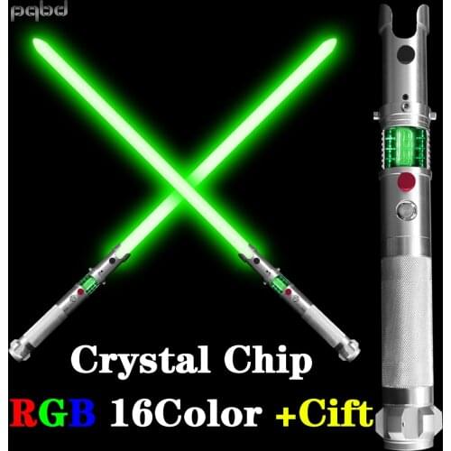 Pqbd Digital Chip Crystal Lightsaber Original Sound Effect RGB 16 Color Change Saber Brinquedos Luminoso Metal Hilt Laser Sword