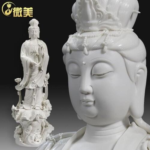 Dehua ceramics 32 inch nine Sam west of the lotus mahasthamaprapta Buddha Buddhist ornaments