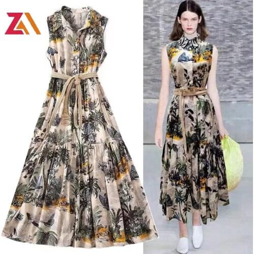 ZALady designer casual tank dresses for women summer vintage printed french streewear beach chic traf basic dress femme robes