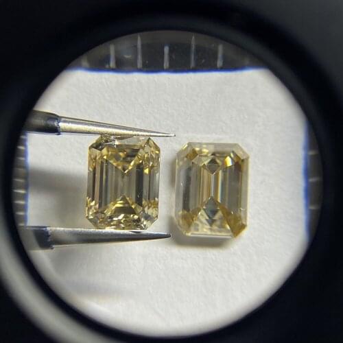Lab Created Emerald Cut Yellow Moissanite Diamonds 8x10mm 9x11mm Size Stone For Jewelry DIY