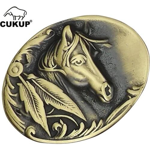 FAJARINA Mens Design 3D Horse Floral Pattern Slide Styles Buckles Cow Brass Belt Buckle Only for 3.6-3.9cm Wide Belts BCK007