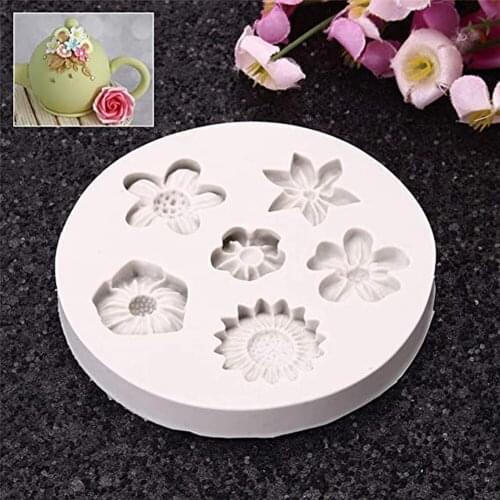 6-Hole Flower-Shaped Mold Small Flower Sunflower Fondant Chocolate Silicone Pattern For Ornament Garnish Sugar Paste DIY Mold