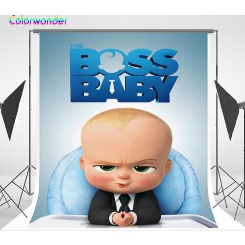 Photo Backdrop 5x7 Seamless Vinyl Photo Background Paper Boss Baby Theme Backgrounds for Baby Shower Custom Boys Birthday Banner