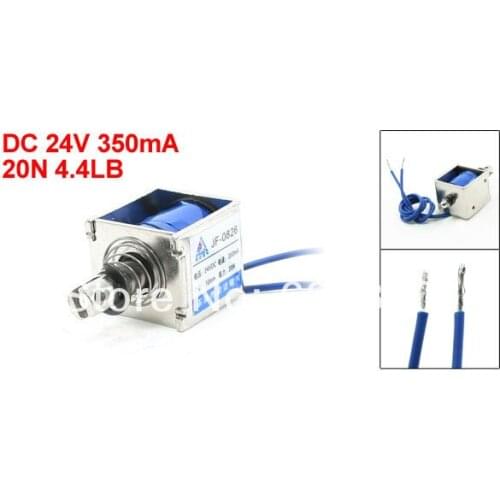 JF-0826B DC 24V 350mA 10mm Stroke 20N 2Kg 4.4LB Force Push Type Open Frame Solenoid Electromagnet