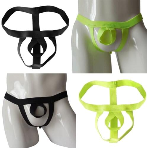 Set of 2pcs Fashion Men Green Black G-string Harness Underwear Hollowed Jockstrap Thongs Briefs Panties