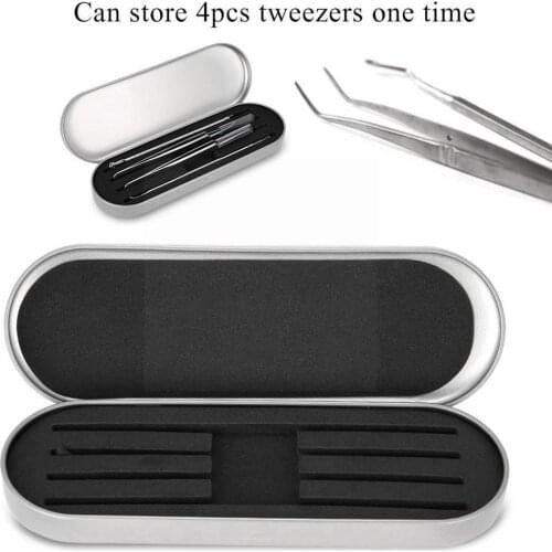Grafting Eyelash Tweezers Storage Box Beautiful Eyelash Planting Flowering Protective Kit Tinplate Box Tweezers Clip A4J0