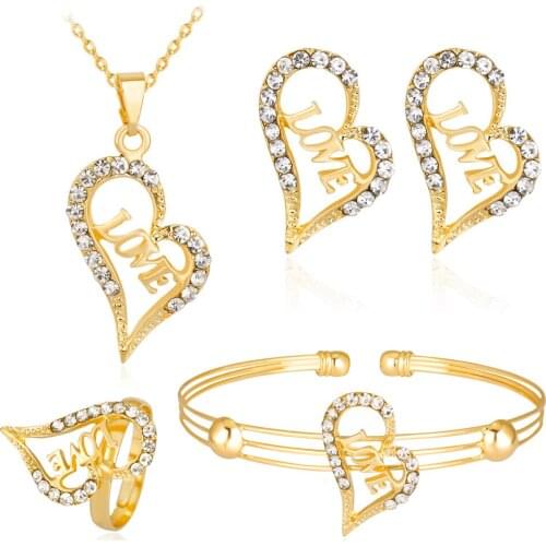 HC Heart LOVE Character Pendant Kids Jewelry Cute Crystal Elegant Baby Necklace Sets Fashion Kids Jewelry Childrens Day Gifts T
