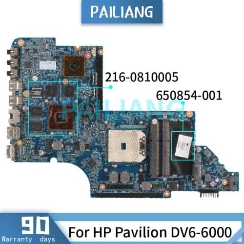 Mainboard For HP Pavilion DV6-6000 Laptop motherboard 650854-001 650854-501 216-0810005 DDR3 Tested OK