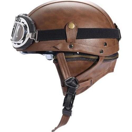 55~61 cm Motorcycle Helmets With Goggles + Ear Muffle Half Retro Helmet Warm Winter Helmets Racing half helmet