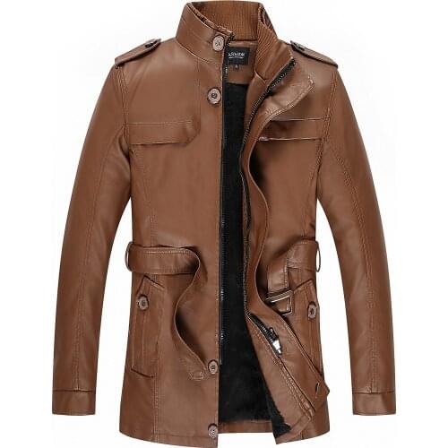 2019 Winter Mens Leather Jacket Fashion Plus velvet Keep warm PU Leather Jacket Men Motorcycle Outerwear Leather Jackets Male