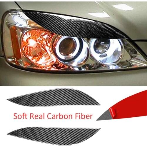 Soft Real Carbon Fiber Headlight Eyelids Eyebrow Trim Fit For Honda Civic 2001-2003