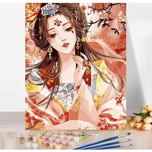 Diy Paint By Number Kit For Adults Beautiful Girl Painting Color Decorate The Living Room Dining Room 40x50cm Plank Frame