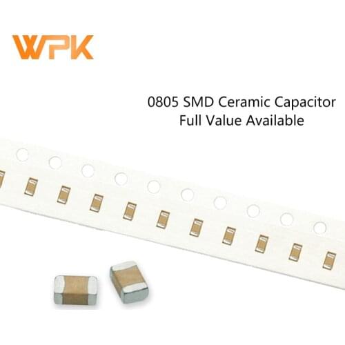 100Pcs 0805 SMD Capacitor Sets 5% 10% 2012 120nF-47uF 470nF 1uF 10uF 6.3V 16V 50V 474K 106K MLCC Full Value Available DIY Kit
