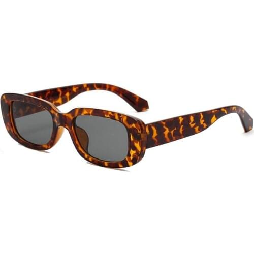 DCM Small Rectangle Sunglasses Women Vintage Designer Leopard Ladies Sun Glasses Shades UV400