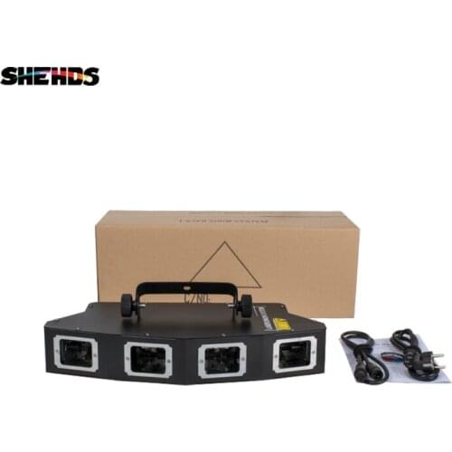 SHEHDS 4 Head RGB Full Color Scanner Line Projector Laser Light 51 Patterns DMX512 Dj Equipment Party Dance Floor Stage Effect
