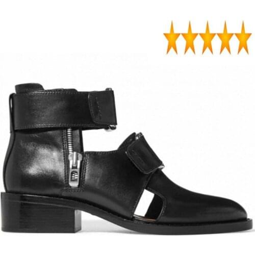 Men Shoes Summer Personality Hollow Italian Leather Gladiator Sandals Designer Runway Buckle Zip Ankle Dress Boots Sandalias