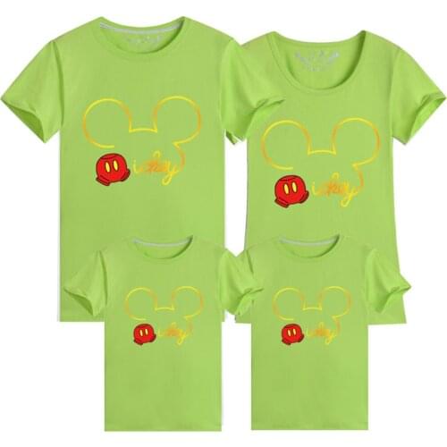Disney Family Clothes Mickey Mouse Print Tshirt Lovely Cartoon Casual Short Sleeve Hip Hop Kid Girls Boys Clothes Dropship Tops