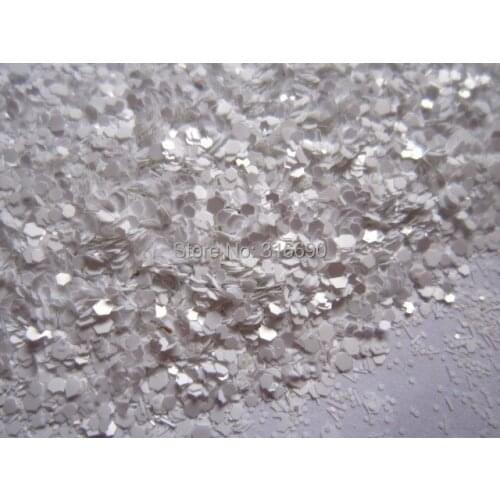 Hex White Solvent Resistant Glitter for nail Polish and DIY decoration