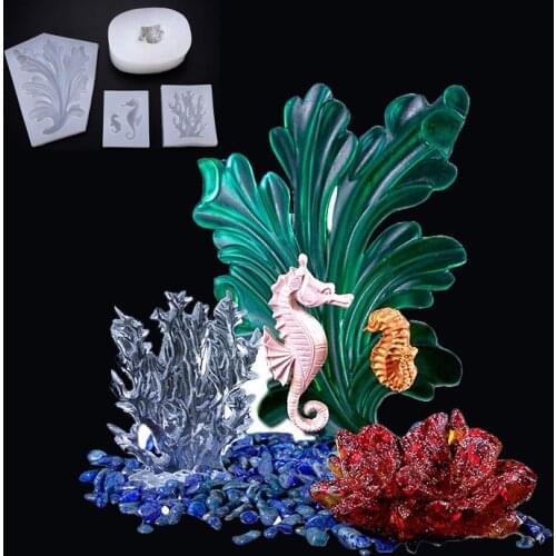 Seahorse Seagrass Coral Micro Landscape Ocean Silicone Mold For Resin Decorative DIY Crystal Type Epoxy Resin