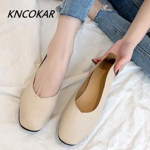 KNCOKAR Breathable Single Shoes Fashion 2019 Spring And Summer Flat Simple And Comfortable Shallow Mouth Single Shoes z0007