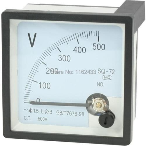 SQ-72 pointer 72*72 mm AC voltmeter 10V 20V 30V 50V 100V 150V 250V 300V 450V 500V 72x72mm analog volt meter