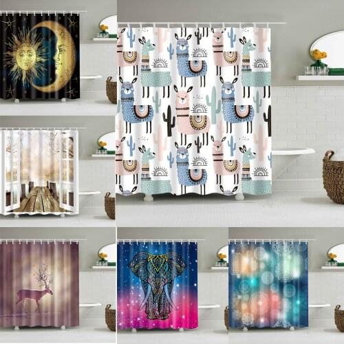 Waterproof Shower Curtain For Bathroom Funny Cartoon Print Bathtub Curtains Polyester Bathroom Curtain with 12 pcs Hooks