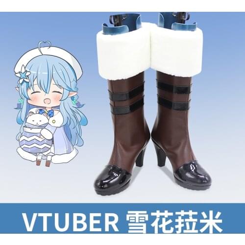 Vtuber Hololive Yukihana Lamy Cosplay shoes Boots + Wig Heat Resistant Synthetic Hair Carnival Halloween Party Props