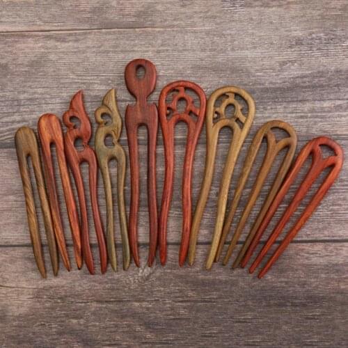 FORSEVEN 2020 Hand-Carved Wooden Hair Fork Clips Sticks Chinese Hairpins for Bride Noiva Wedding Hair Styling Headpieces