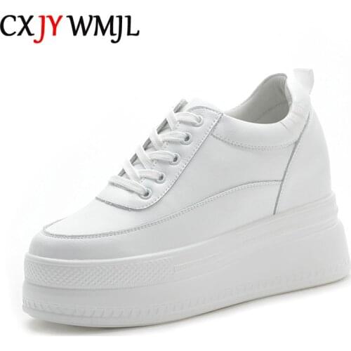 CXJYWMJL Genuine Leather Summer Women Sneakers Flat Platform Vulcanize Shoes Breathable Casual Internal Increase Shoes For Women