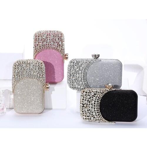 Hot Sale Small Beaded Clutch Purse Elegant Evening Bags Wedding Party Clutch Handbag Metal Chain Shoulder Bags