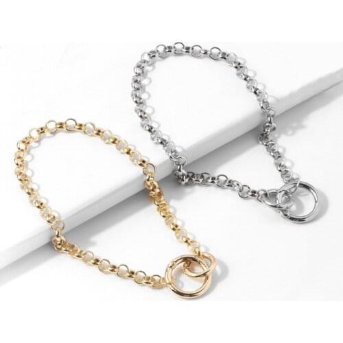 2021 Hot Sale New Fashion Double Circle Interlocking Woman Necklace for Women Double Ring Pendant Jewelry Wholesale