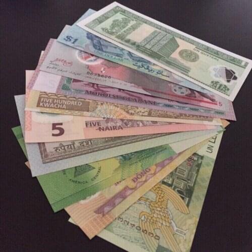 10PCS From 10 Different Country Random Expired Original Notes UNC Condition ( Out of Use Now) Banknotes World Collection Gift