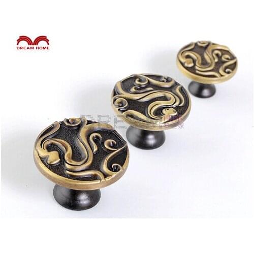 10Pcs/Lot European-style Chinese copper handle coat cupboard cabinets Lady golden copper bronze(D:34mm H:24mm)
