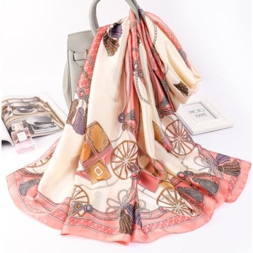 2021 Fashion Print Beach Towel Korean Dustproof Handkerchief Lady Travel Sunscreen Shawls Summer 180X90CM Carriage Silk Scarves