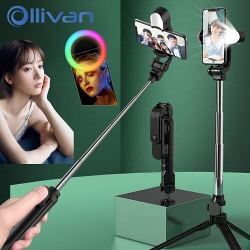 2021 Selfie Stick Wireless Bluetooth Selfie Stick Foldable Tripod Monopod With Fill Light Shutter Remote Control For iOS Android