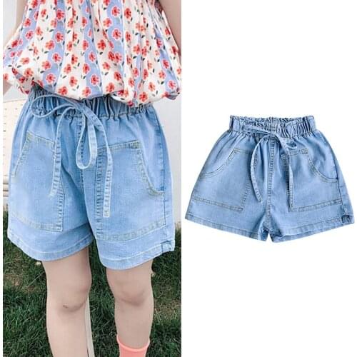 2020 2020 Girls Denim Shorts Girls Boys Denim Shorts Summer Teenagers Cartoon Leisure Short Pants Kids Baby Beach Thin Clothes