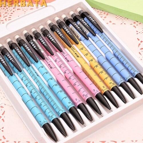 4pcs/lot 0.7mm Cute Kawaii Plastic Mechanical Pencil Lovely Dots Tower Automatic Pen For Kids Korean Stationery CL-1607