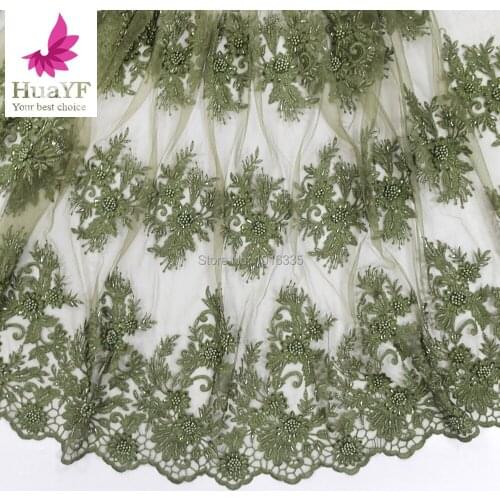 2020 African green Lace Beaded Fabric Embroidered Nigerian Lace Up Fabric Bridal HighQuality French Tulle Lace Fabric For Women