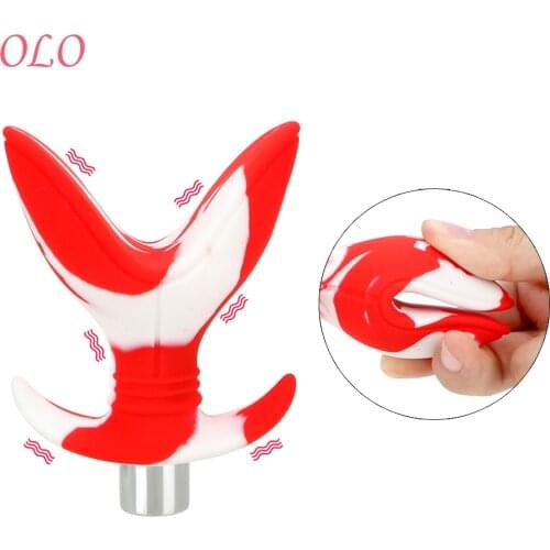OLO 10 Speed Opening Anus Expander Anal Plug Butt Plug Sex Toys for Women Men Gay Soft Silicone Vibrator Flower Anal Dilator