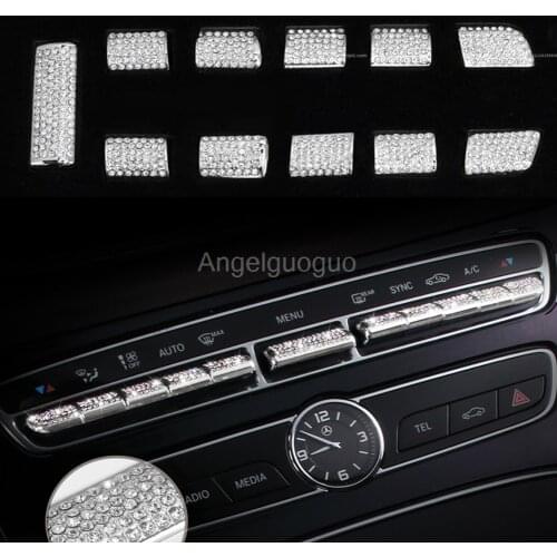 Angelguoguo Car Center console control button knob cover sticker For Mercedes Benz C class w205 GLC Class E Class W213