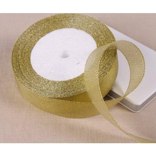 25 Yards 25mm 1'' width glitter ribbon gift packing belt wedding party Christmas embellishment ribbon sewing accessories gold