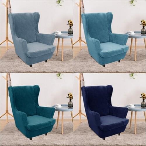Velvet Fabric Wing Chair Cover Stretch Spandex Armchair Covers Modern Removable Relax Sofa Slipcovers With Seat Cushion Covers