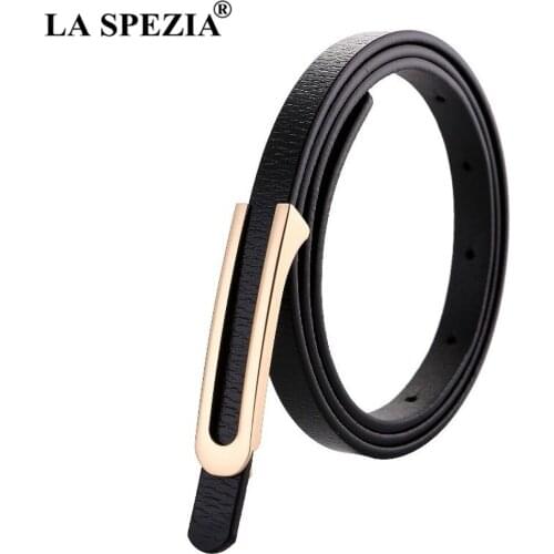 Black Women Belt Cowskin Thin Waist Belt for Dress Solid High Quality Second Layer Cow Leather Women Belt 105cm