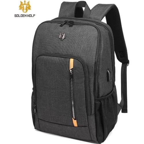 Goloen Wolf Travel Laptop Backpack for Men Women USB Charging Teenager School Bag Pack Male Leisure Backpacks Mochilas Girl Bags