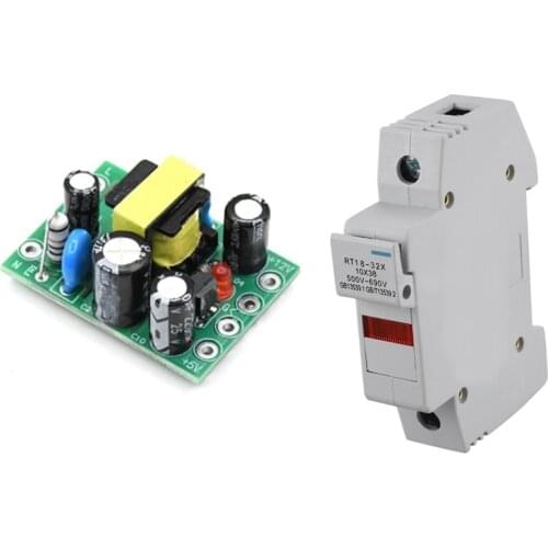 RT18-32X AC 380V 32A 1 Pole 10X38mm DIN Rail Mount Fuse Holder Base with Xh-M299 Switching Power Supply Module