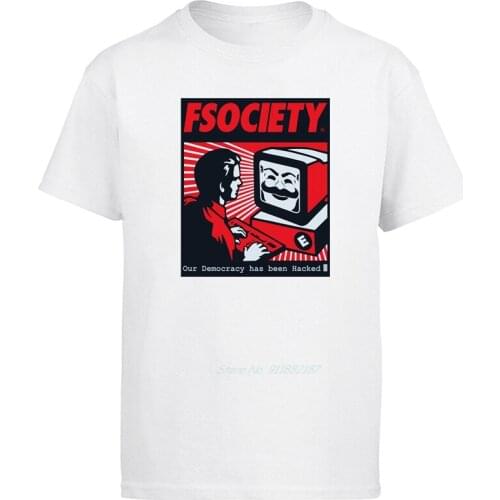 Vintage Funny Mr Robot T Shirt Men FSociety T-shirt Short-Sleeve F Society Hacker Tee Tops T Shirts men clothing